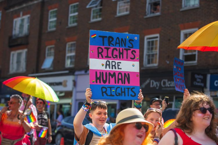 Pride parade trans rights sign