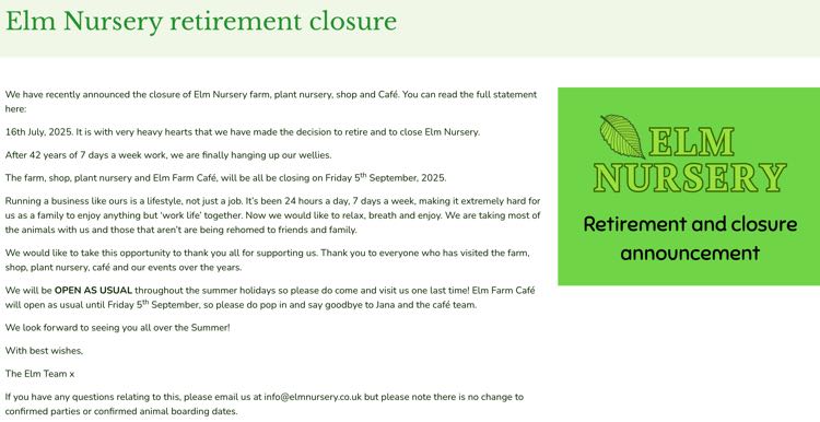 Elm Nursery notice