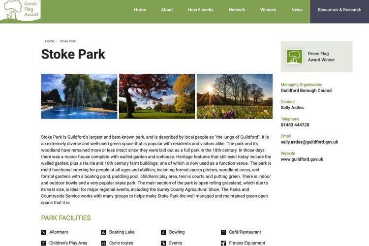 Green Flag Awards Stoke Park