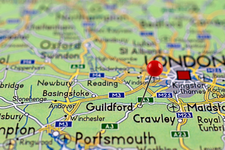 Guildford pinpoint on map