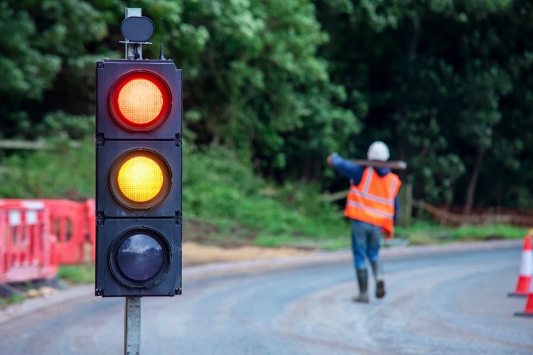 Road works lights