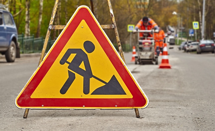 Road works sign