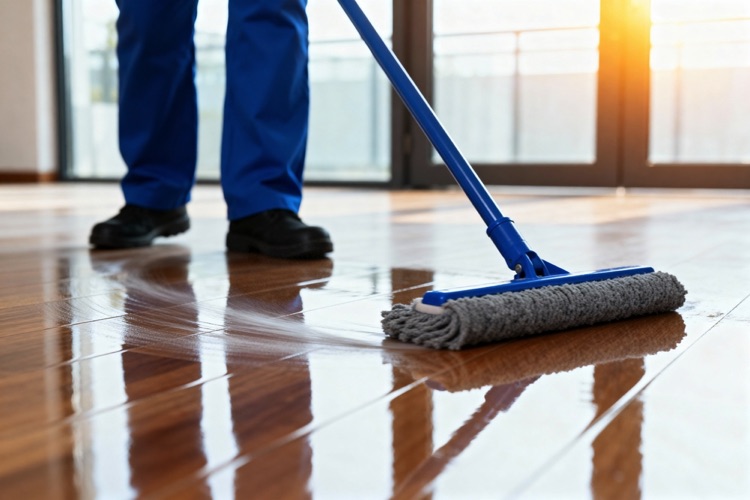 Man mopping floors