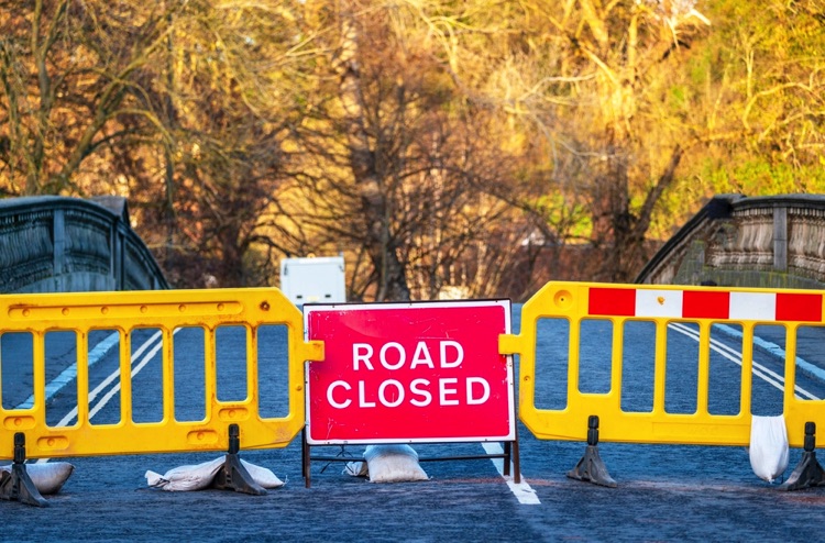 Road closed sign