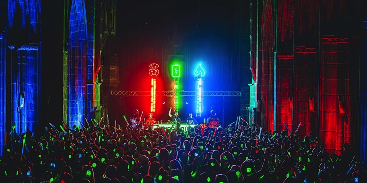 Silent Disco Guildford Cathedral lights