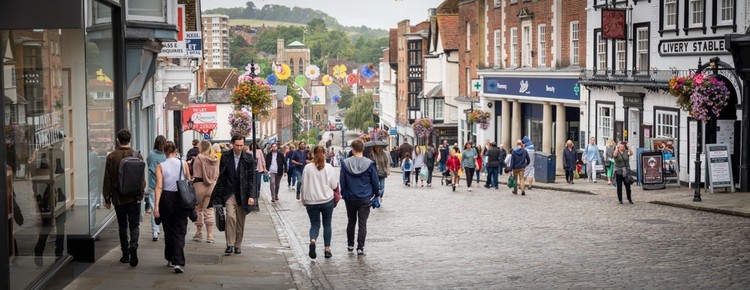 Pedestrians on Guildford High Street