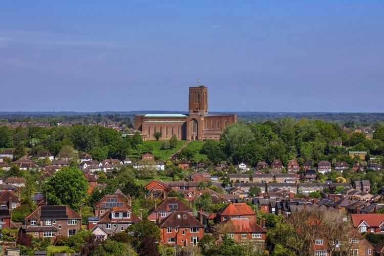 Guildford Cathedral and views of the town
