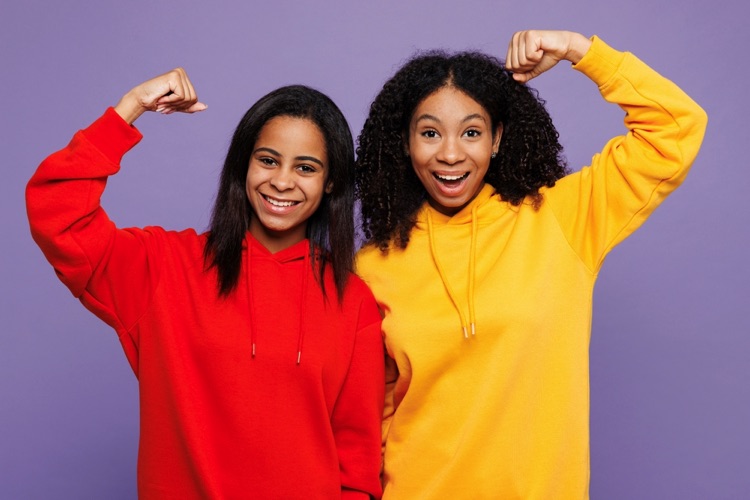 Teens modelling hoodies
