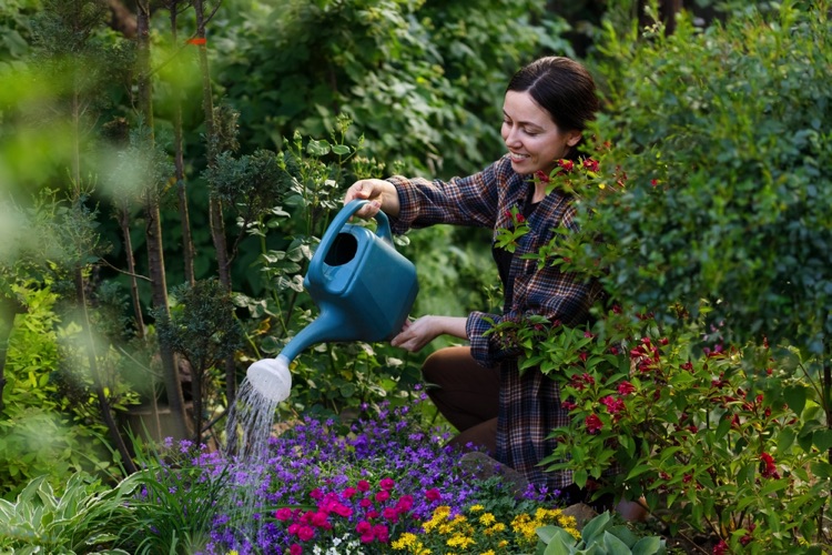 Watering with a watering can